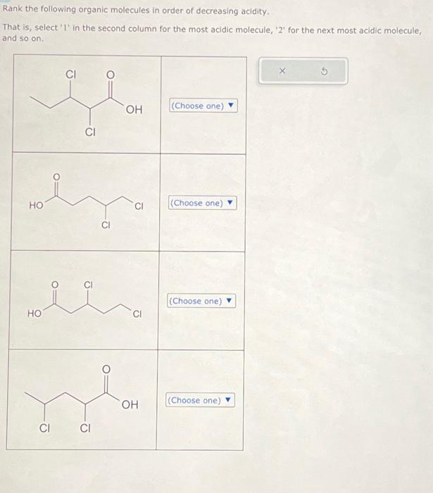 Solved Rank the following organic molecules in order of | Chegg.com