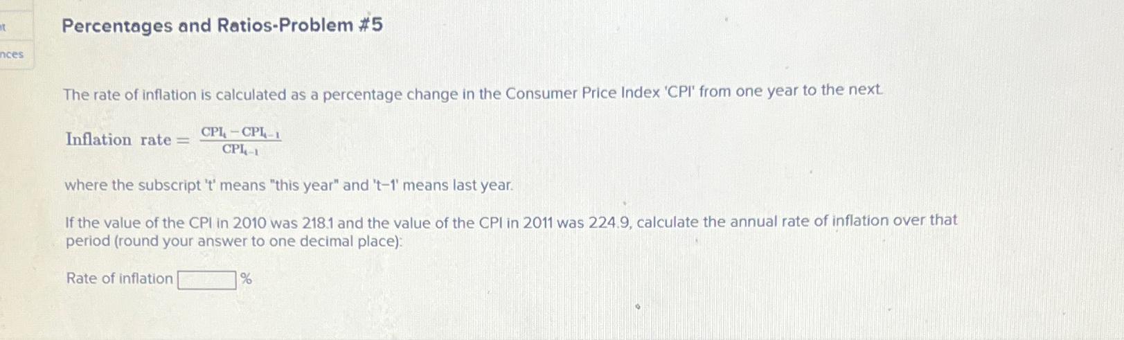 Solved Percentages and Ratios-Problem #5The rate of | Chegg.com