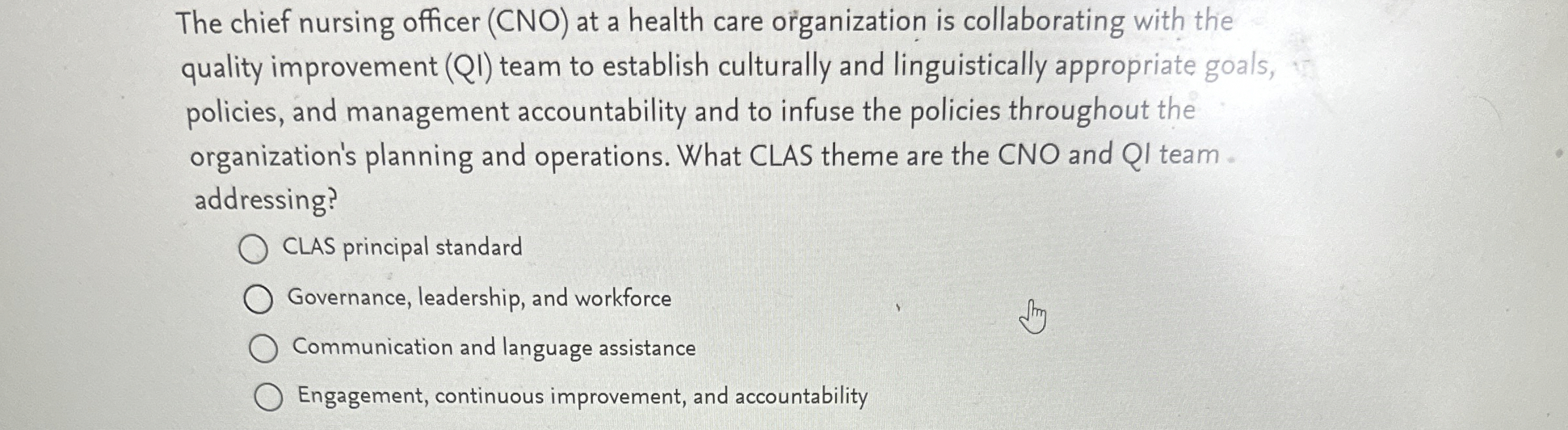 Solved The chief nursing officer (CNO) ﻿at a health care | Chegg.com
