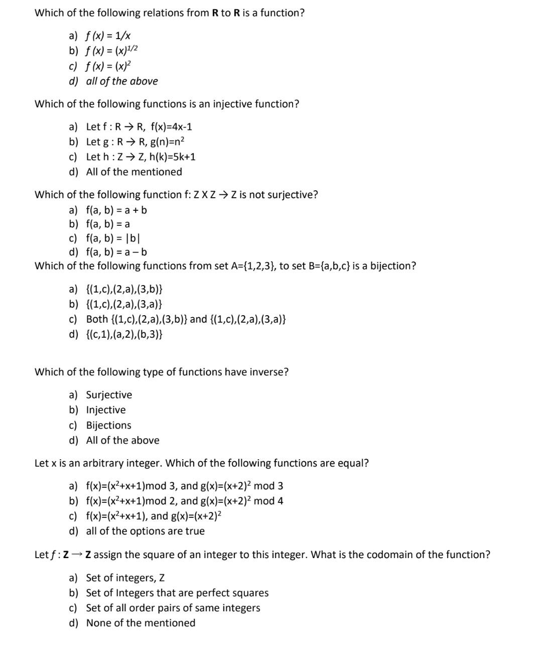 Which Of The Following Relations From R To R Is A Chegg Com