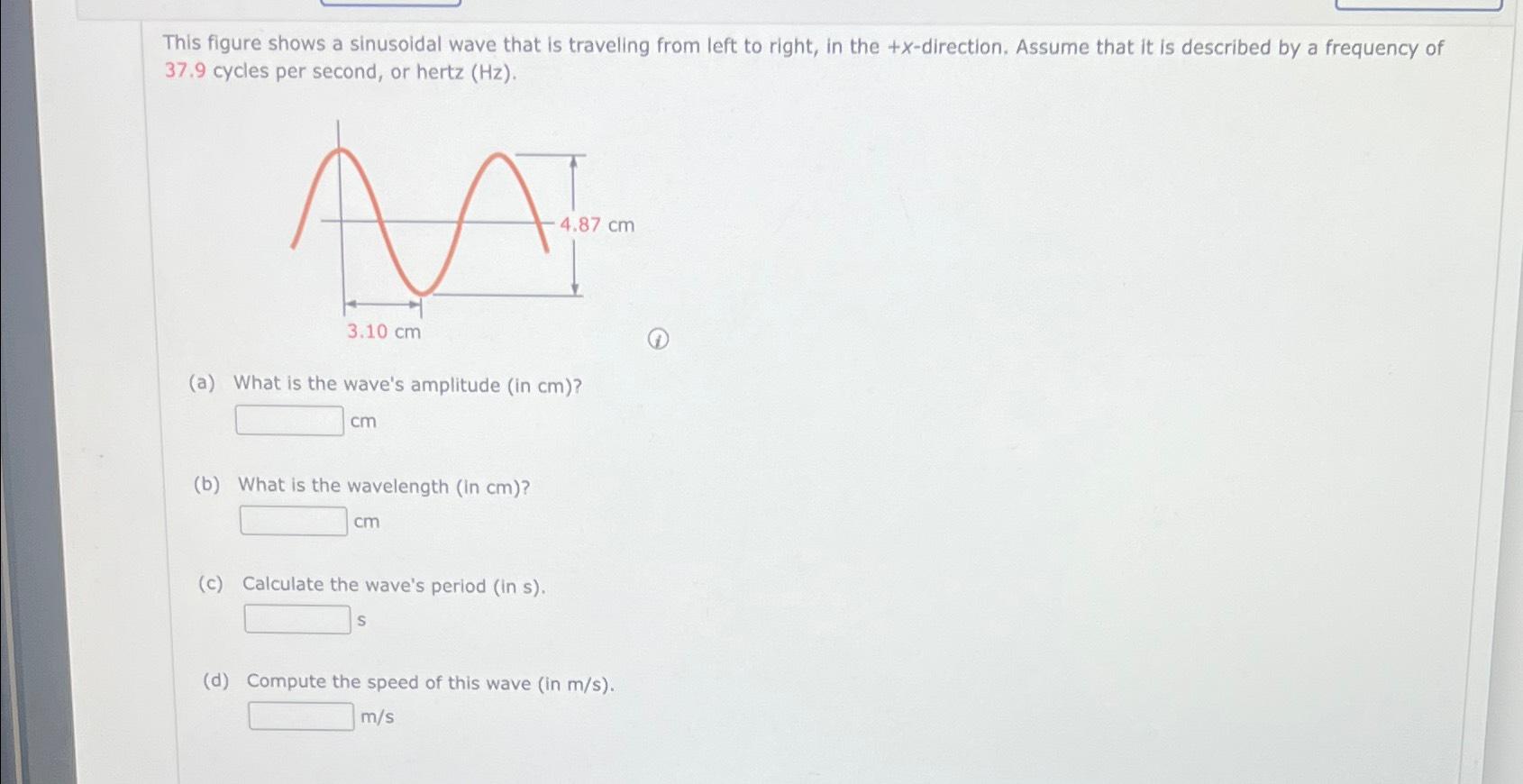 Solved This figure shows a sinusoidal wave that is traveling | Chegg.com