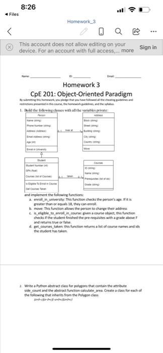 Solved 8:26 Files Homework 3 This account does not allow | Chegg.com