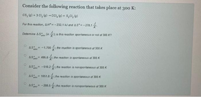 Solved Consider the following reaction that takes place at | Chegg.com