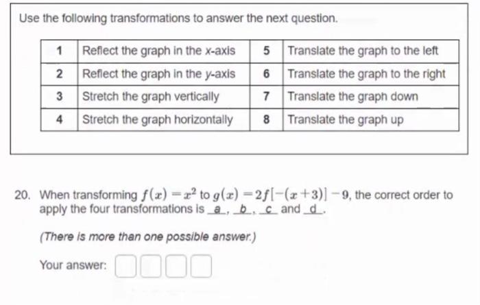 Solved Use the following transformations to answer the next | Chegg.com