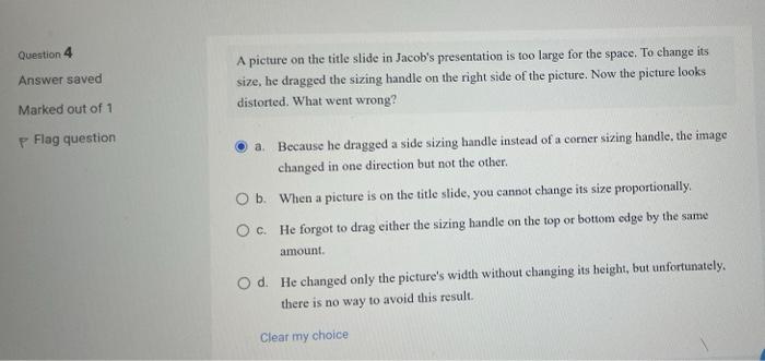 Solved Question 4 Answer Saved A Picture On The Title Slide 