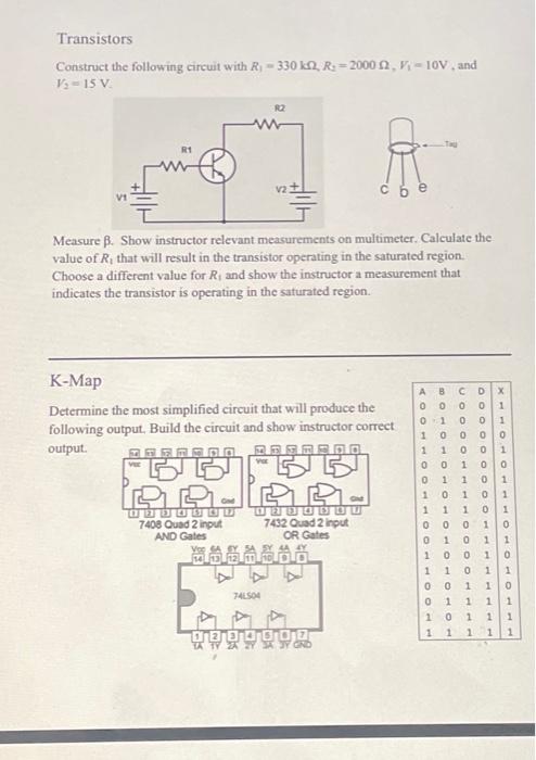 Solved Transistors Construct The Following Circuit With 7235