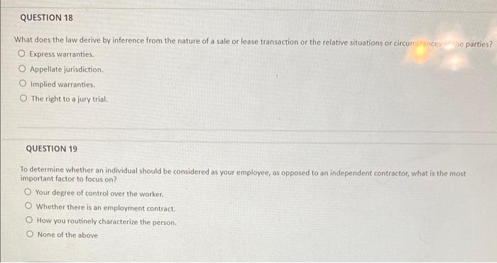 Solved QUESTION 18 What Does The Law Derive By Inference | Chegg.com