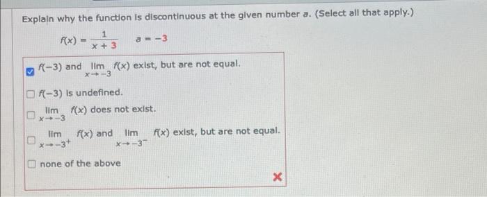Solved Explain why the function is discontinuous at the | Chegg.com