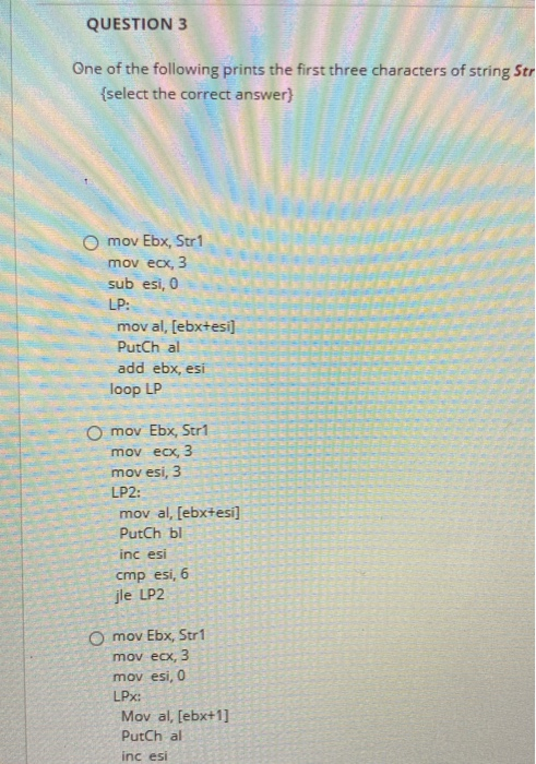 Solved One of the following prints the first three | Chegg.com