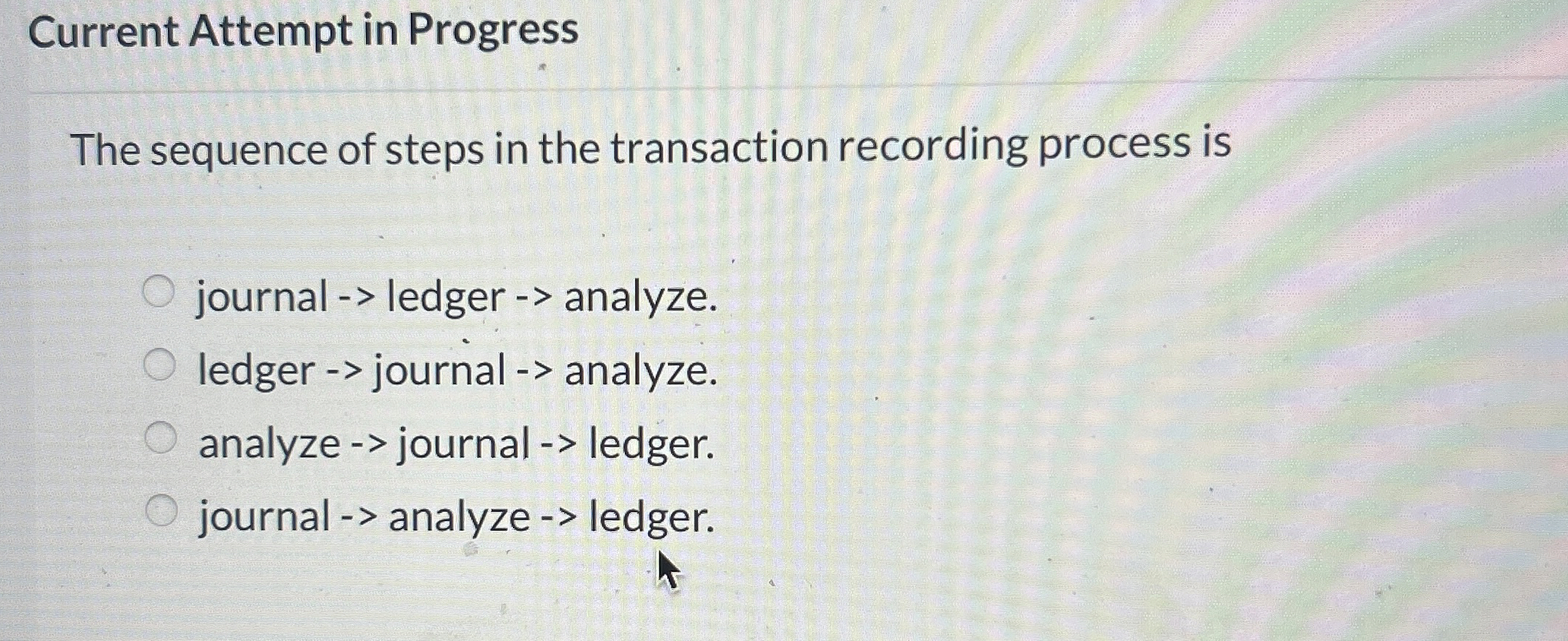 Solved Current Attempt in ProgressThe sequence of steps in | Chegg.com