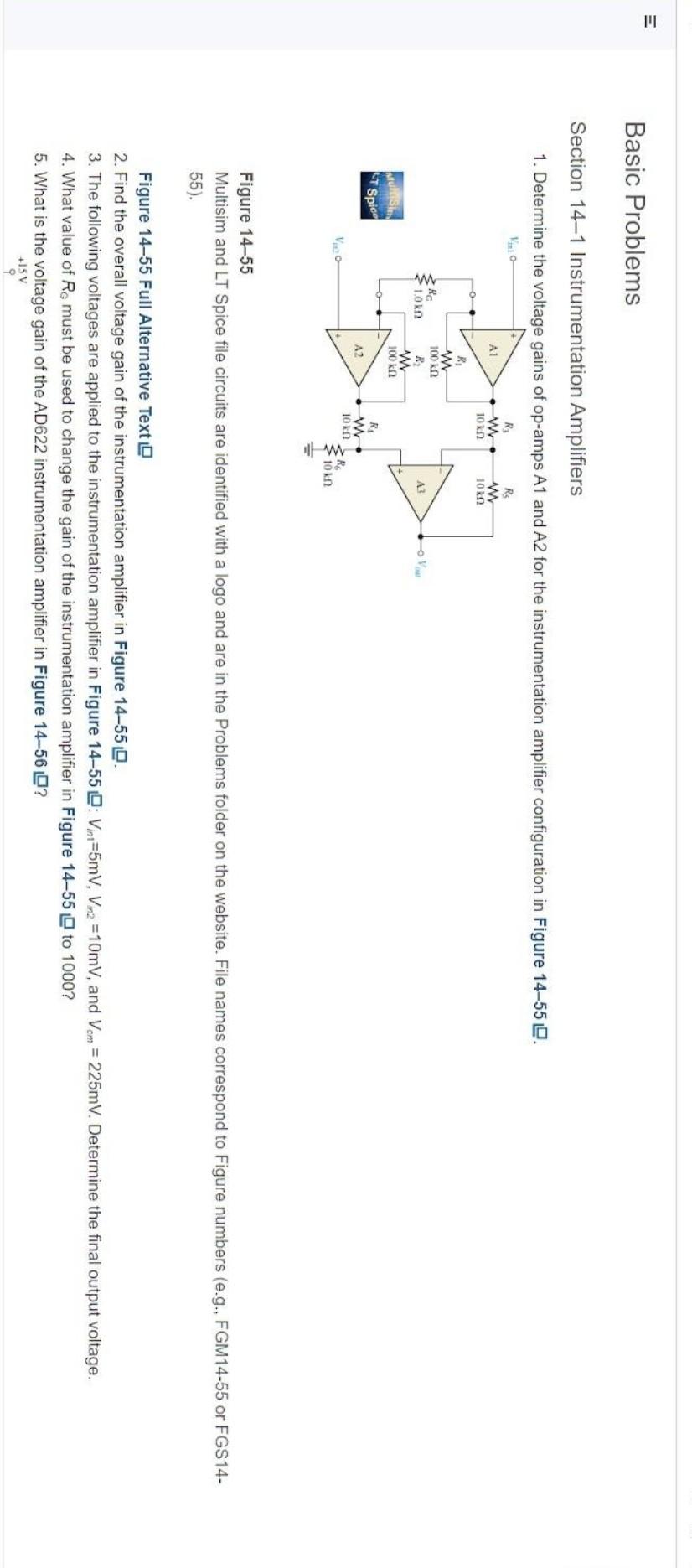 Section 14-1 Instrumentation Amplifiers 1. Determine | Chegg.com