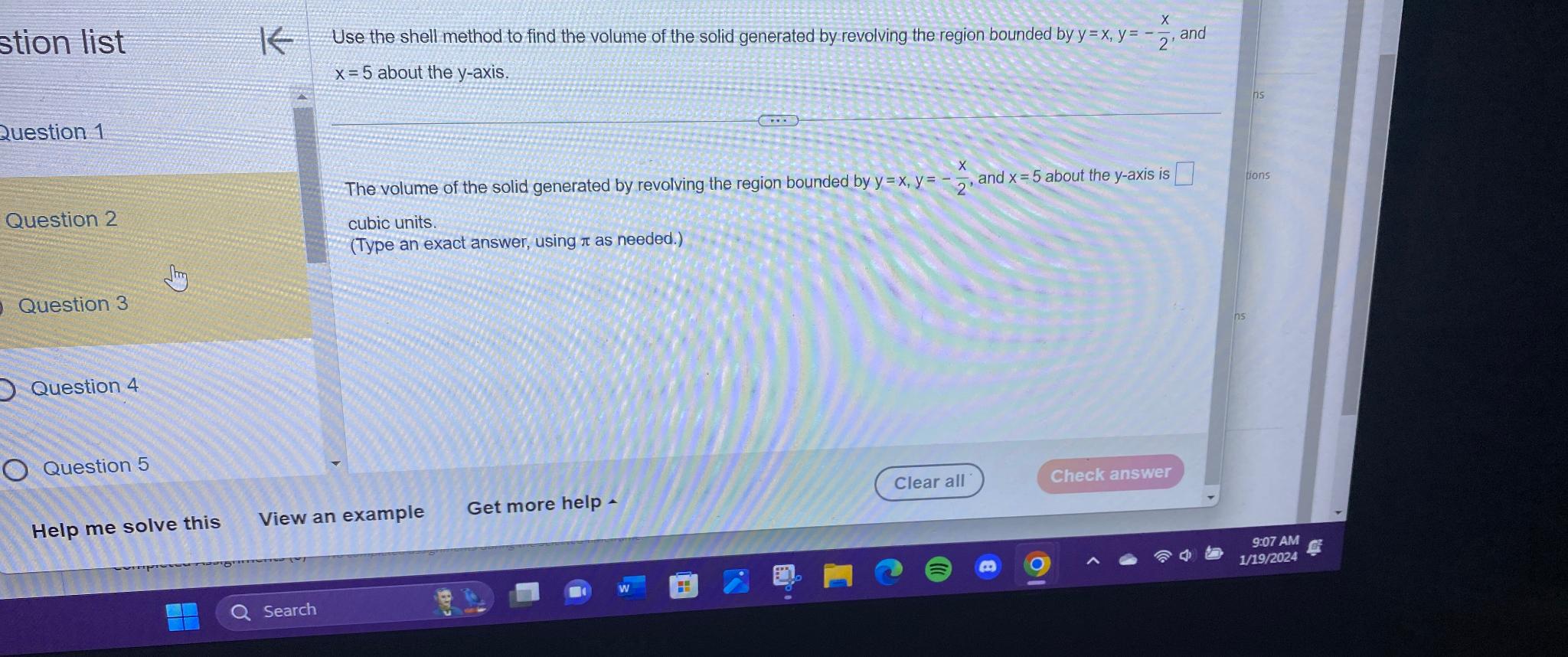 Solved stion list I4 ﻿Use the shell method to find the | Chegg.com