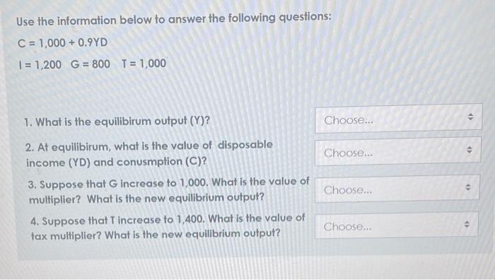 Solved Use the information below to answer the following | Chegg.com