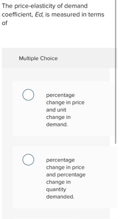 the price elasticity of demand coefficient ed is measured in terms of
