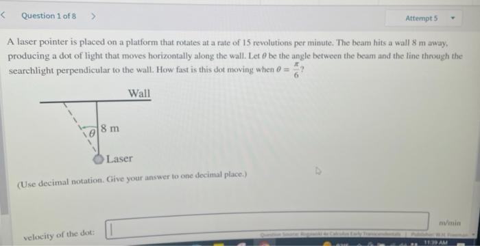 Solved Attempt 5 A laser pointer is | Chegg.com
