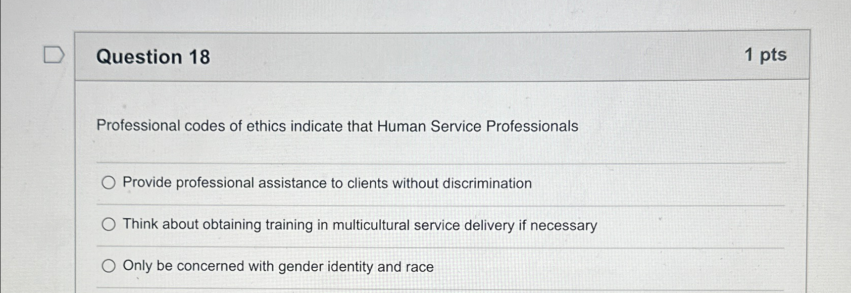 Solved Question 181ptsProfessional codes of ethics indicate | Chegg.com