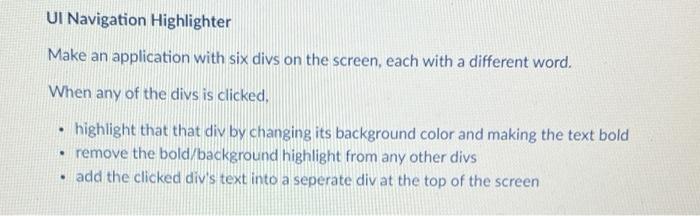 Solved UI Navigation Highlighter Make an application with 