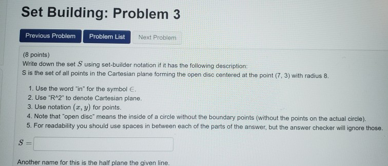 Set Building Questions Math Solved Set Building: Problem 3 Previous Problem Problem List | Chegg.com
