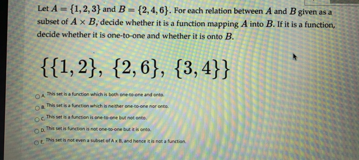 Solved Let A = {1, 2, 3} and B = {2,4,6}. For each relation | Chegg.com