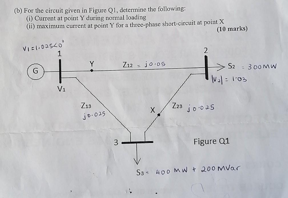 Solved (b) For the circuit given in Figure Q1, determine the | Chegg.com