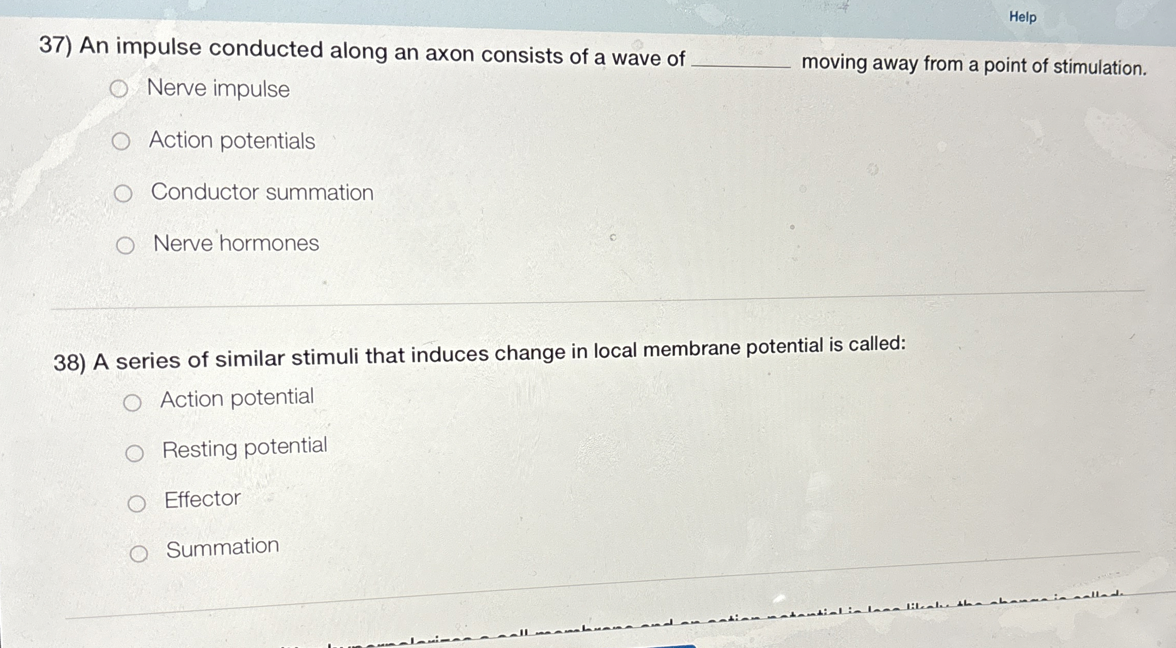 Solved HelpAn impulse conducted along an axon consists of a | Chegg.com