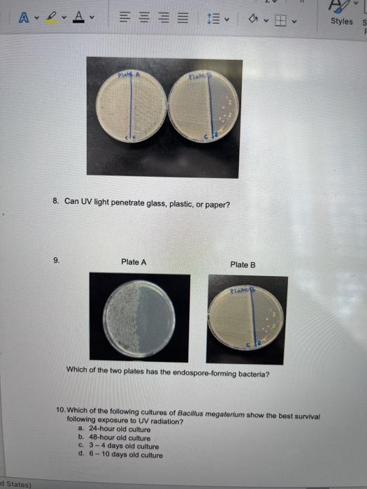 Solved Lab Assignment - Effect of Ultraviolet Light on | Chegg.com