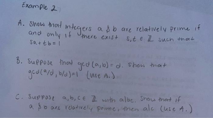 Solved A. Show that integers azb are relatively prime if and | Chegg.com