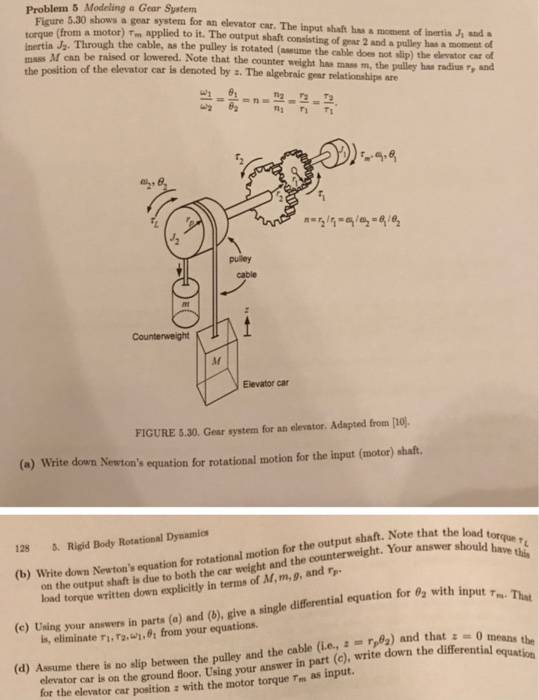 Solved Problem 5 Modeling a Gear System Flqure 5.30 shows a | Chegg.com