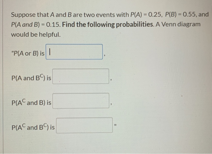 Solved Suppose that A and B are two events with P(A) = 0.25, | Chegg.com