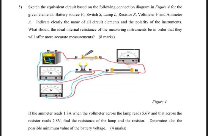 Solved 5) Sketch the equivalent circuit based on the | Chegg.com