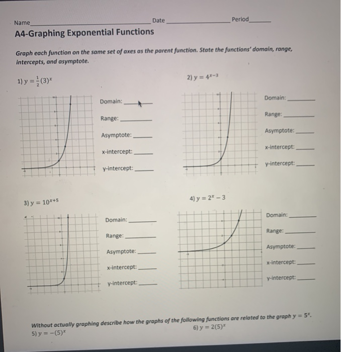 Graphing Exponential Functions  Exponential and Logarithmic Functions   Library Guides at Centennial College