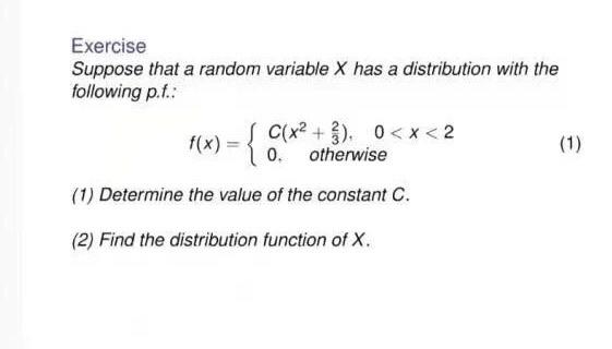 Solved Exercise Suppose that a random variable X has a | Chegg.com