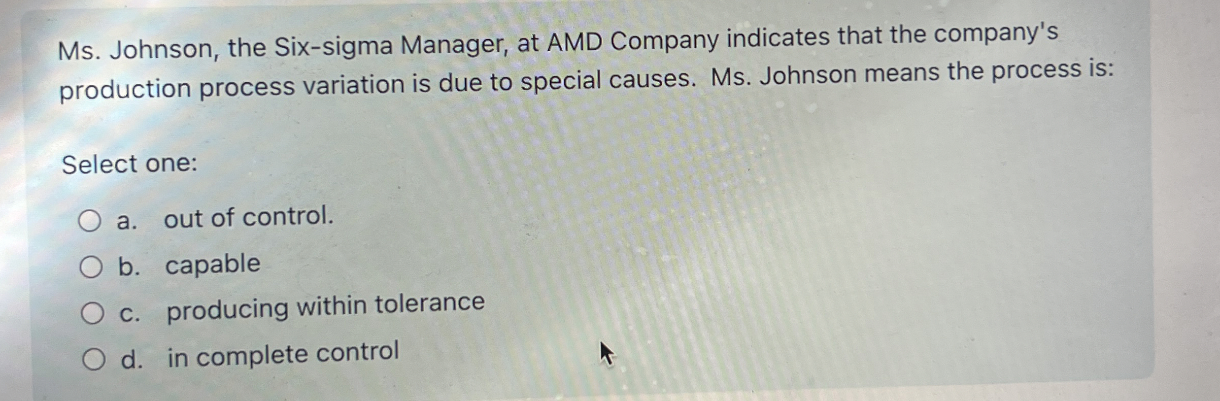 High Quality SOLUTION Ms. ﻿Johnson, the Six-sigma Manager, at AMD ...