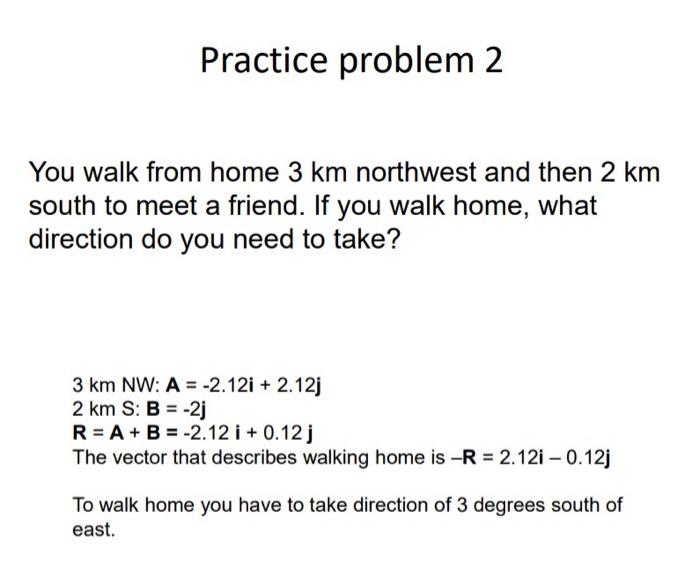 Solved Practice problem 2 You walk from home 3 km northwest | Chegg.com