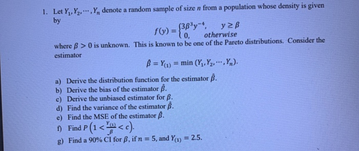 Solved Lo 1 Let Y Yz Y Denote A Random Sample Of Siz Chegg Com