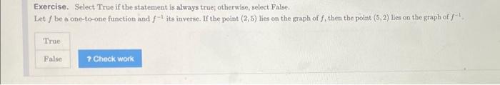 Solved Exercise. Select True if the statement is always | Chegg.com