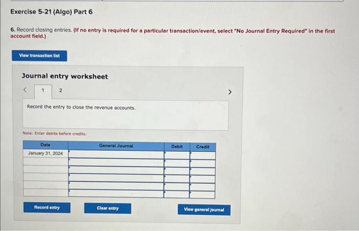 Solved Required Information Exercise 5-21 (Algo) Complete | Chegg.com