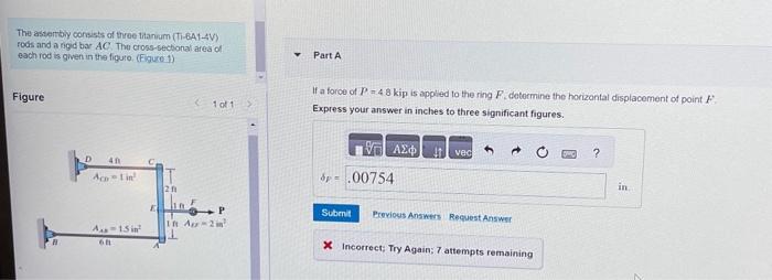Solved The assembly consists of throe litanium (Ti-BA1 4 V ) | Chegg.com