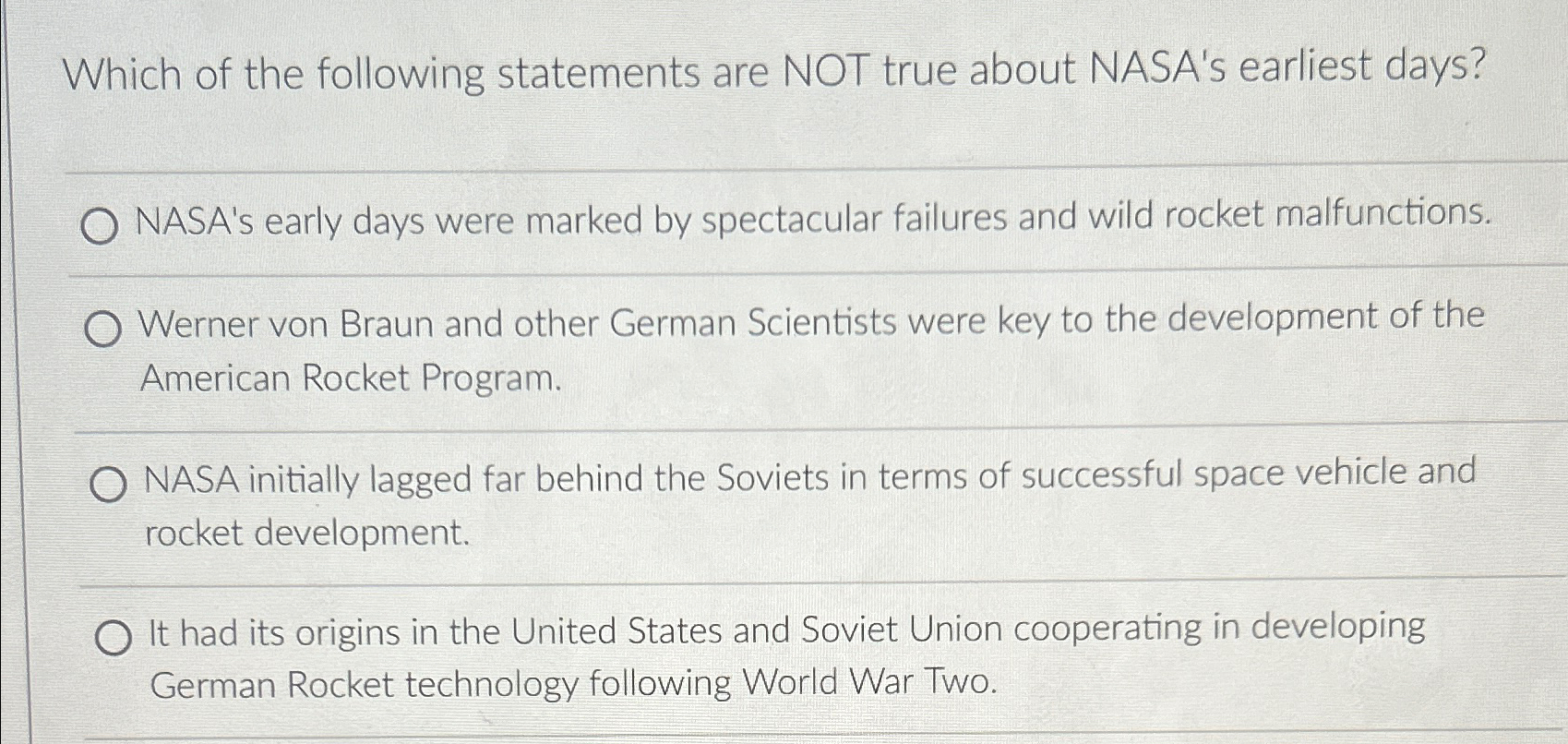 read the text again and mark the statements nasa made