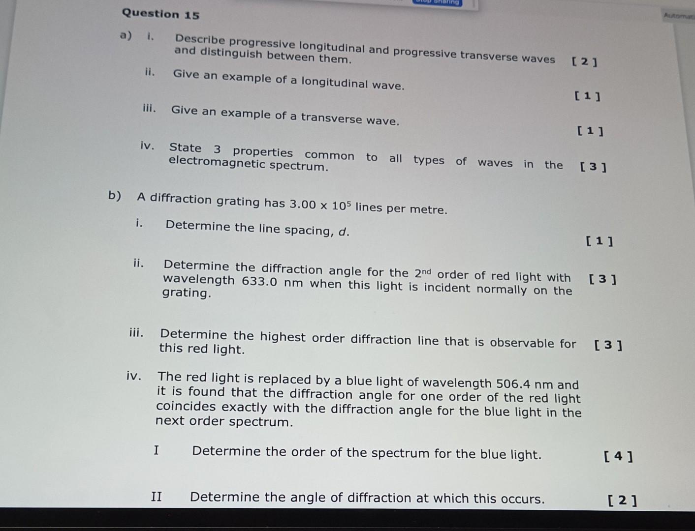 Solved Question 15 a) i. Describe progressive longitudinal | Chegg.com
