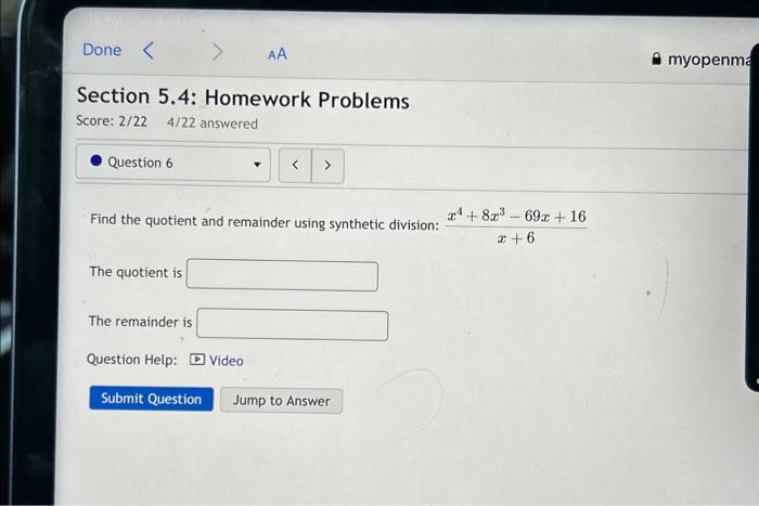 Solved Find The Quotient And Remainder Using Synthetic | Chegg.com