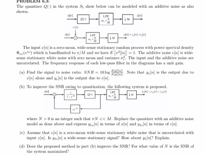 Problem 6 3 The Quantizer Q In The System S Sho Chegg Com