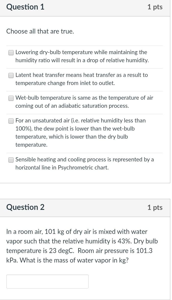 Solved Question 1 1 Pts Choose All That Are True. Lowering | Chegg.com