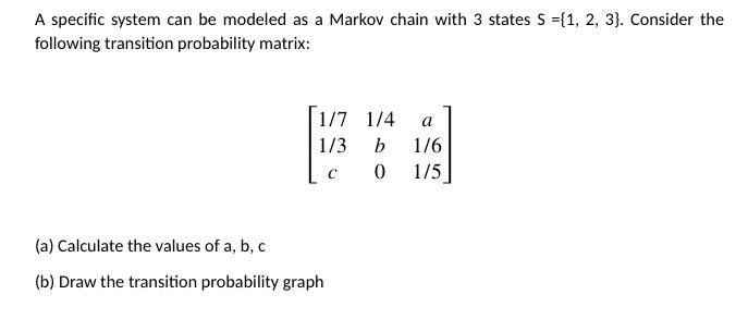 Solved A specific system can be modeled as a Markov chain | Chegg.com