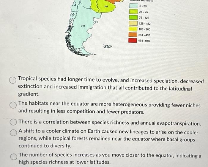 Solved The Image Below Shows The Species Richness Of South | Chegg.com