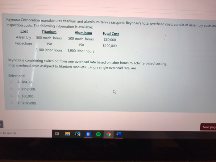 Solved Reynoso Corporation manufactures titanium and