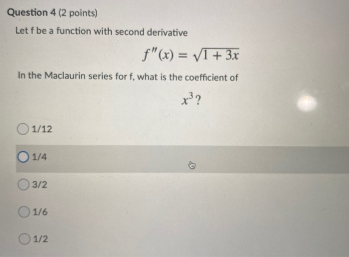 Solved Question 4 (2 Points) Let F Be A Function With Second | Chegg.com