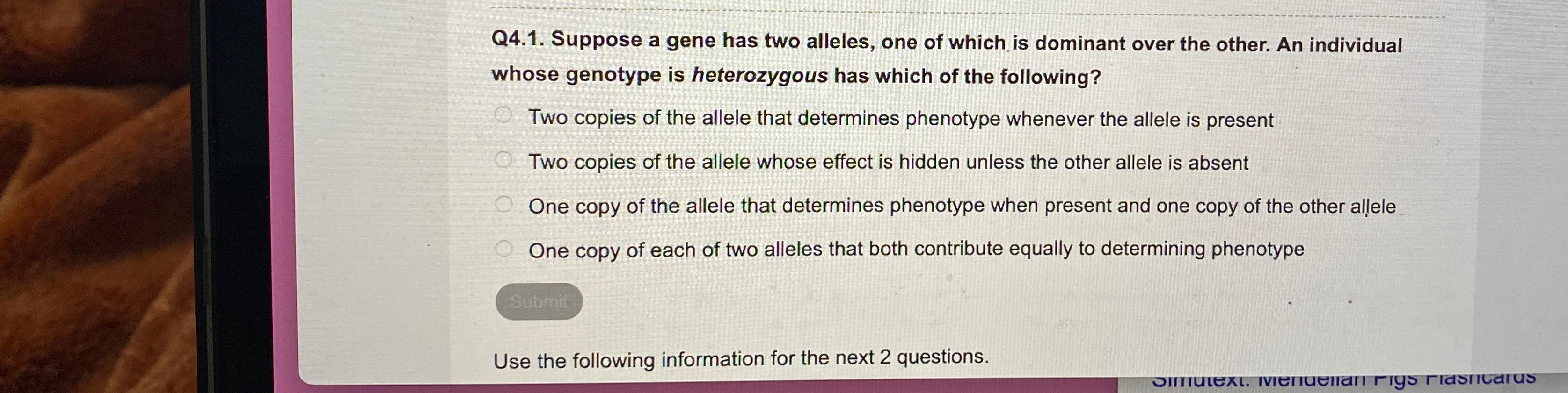 Solved Q4 1 Suppose A Gene Has Two Alleles One Of Which Chegg Com