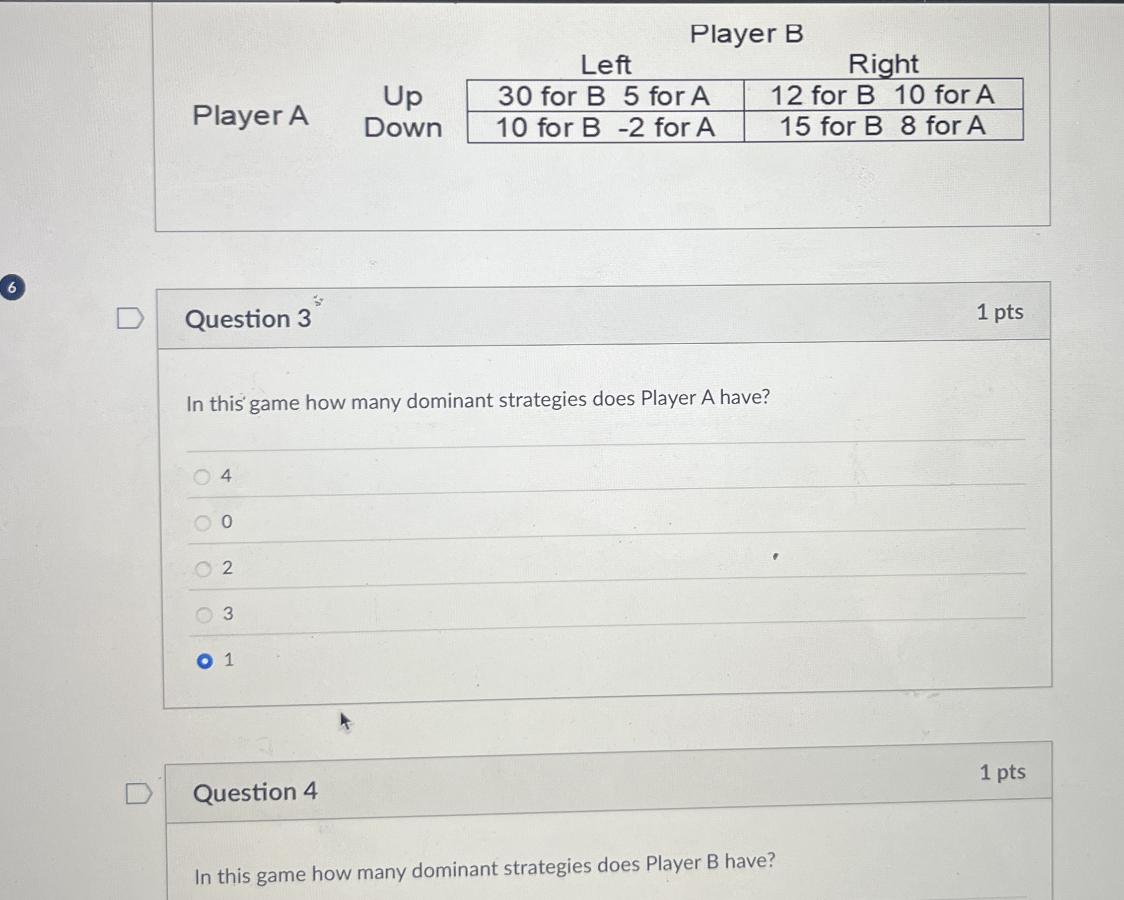 Solved Player B6In this game how many dominant strategies | Chegg.com