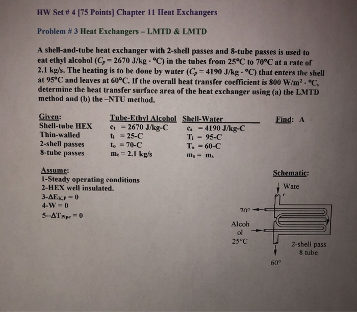 Solved HW Set 4 [75 Points) Chapter 11 Heat Exchangers